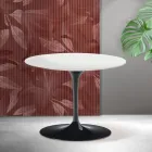 Okrągły stolik kawowy Saarinen Tulip, wys. 41 cm, matowa biel, ceramika Florim - szkarłat Viadurini