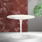 Okrągły stolik kawowy Saarinen Tulip H 41 cm z matowej ceramiki Florim Statuario w kolorze szkarłatnym Viadurini