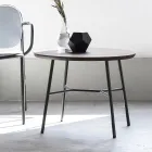 Stolik kawowy z okrągłym blatem z litego drewna Made in Italy - Makino Viadurini