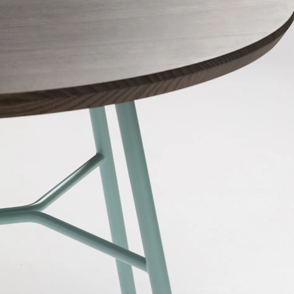 Stolik kawowy z okrągłym blatem z litego drewna Made in Italy - Makino Viadurini