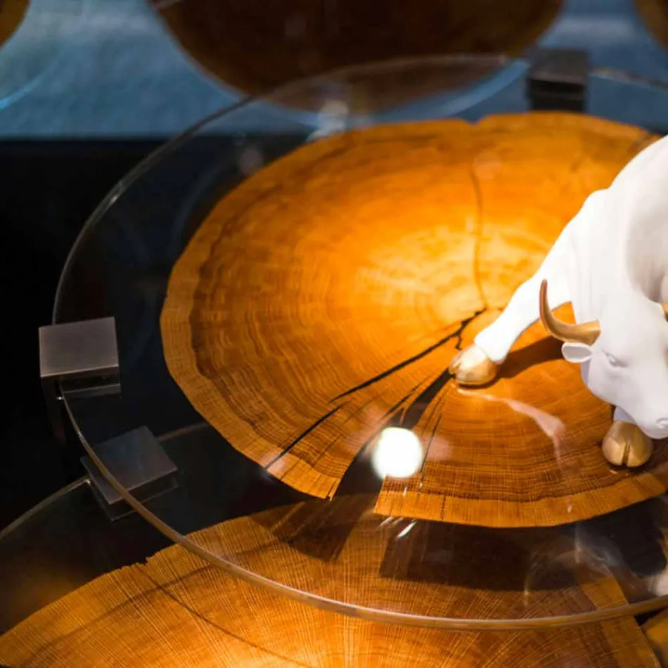 Stolik kawowy z drewna i stali z metalowymi nogami Made in Italy - Damaszek Viadurini