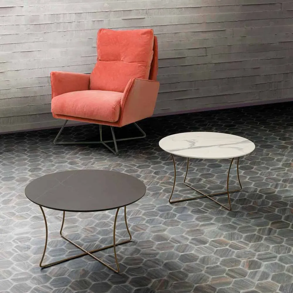 Stolik kawowy z malowanego metalu z blatem HPL Made in Italy - Numbo Viadurini