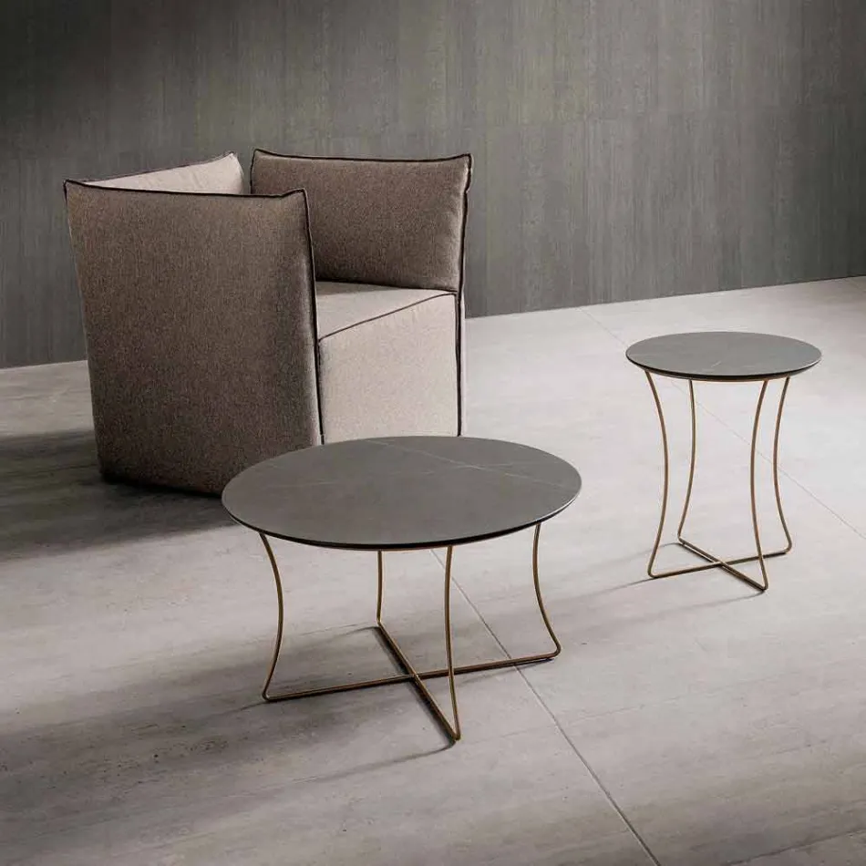 Stolik kawowy z malowanego metalu z blatem HPL Made in Italy - Numbo Viadurini