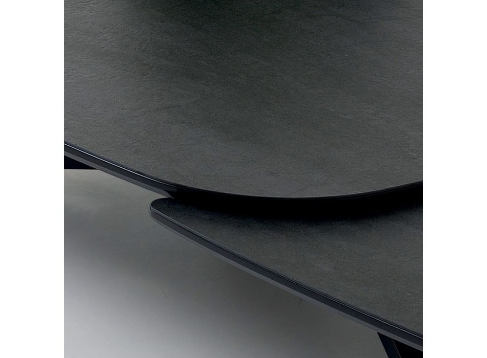 Rozkładany stolik kawowy z metalu i ceramiki - Gioacco Viadurini