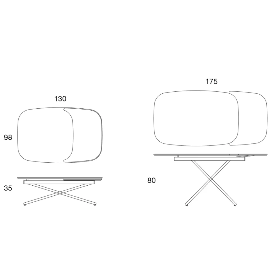 Rozkładany stolik kawowy z metalu i ceramiki - Gioacco Viadurini