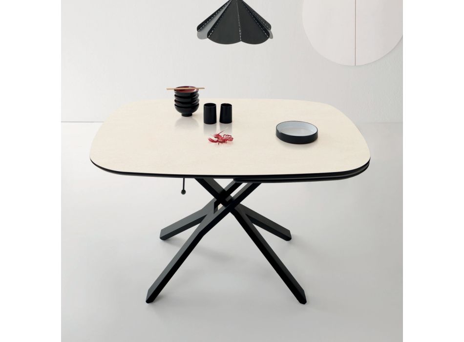 Rozkładany stolik kawowy z metalu i ceramiki - Gioacco Viadurini