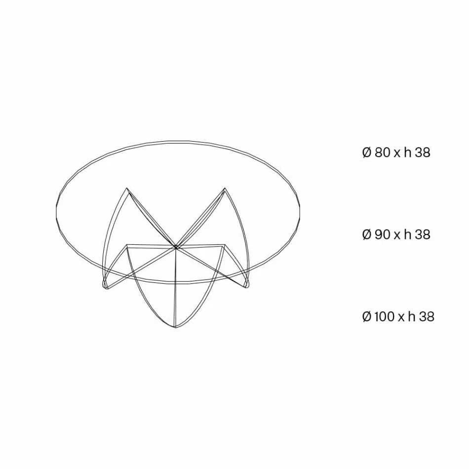 Stolik do salonu z przezroczystym szklanym kwiatkiem i kwasową podstawą 3 rozmiary - Fiorella Viadurini