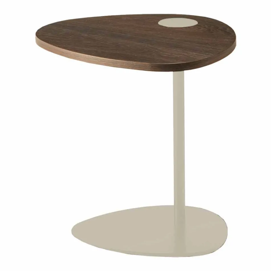 Stolik kawowy do salonu z metalowym i drewnianym blatem, luksusowy design - Yassine Viadurini