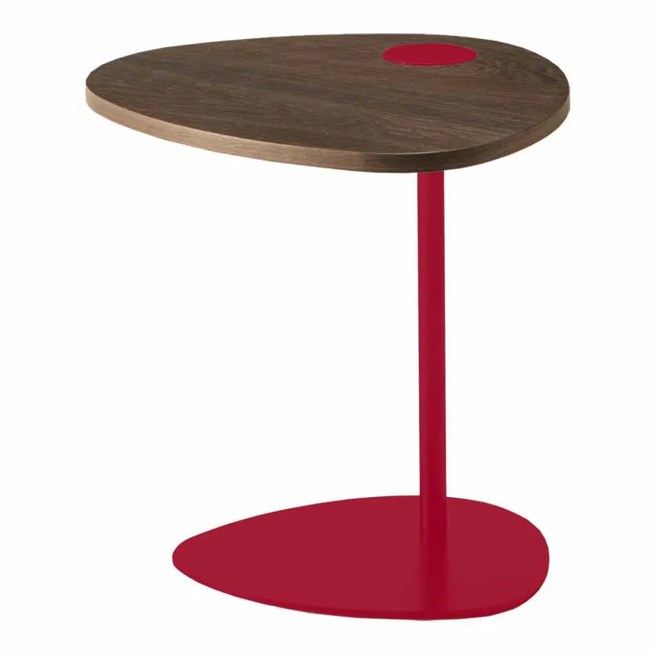 Stolik kawowy do salonu z metalowym i drewnianym blatem, luksusowy design - Yassine Viadurini