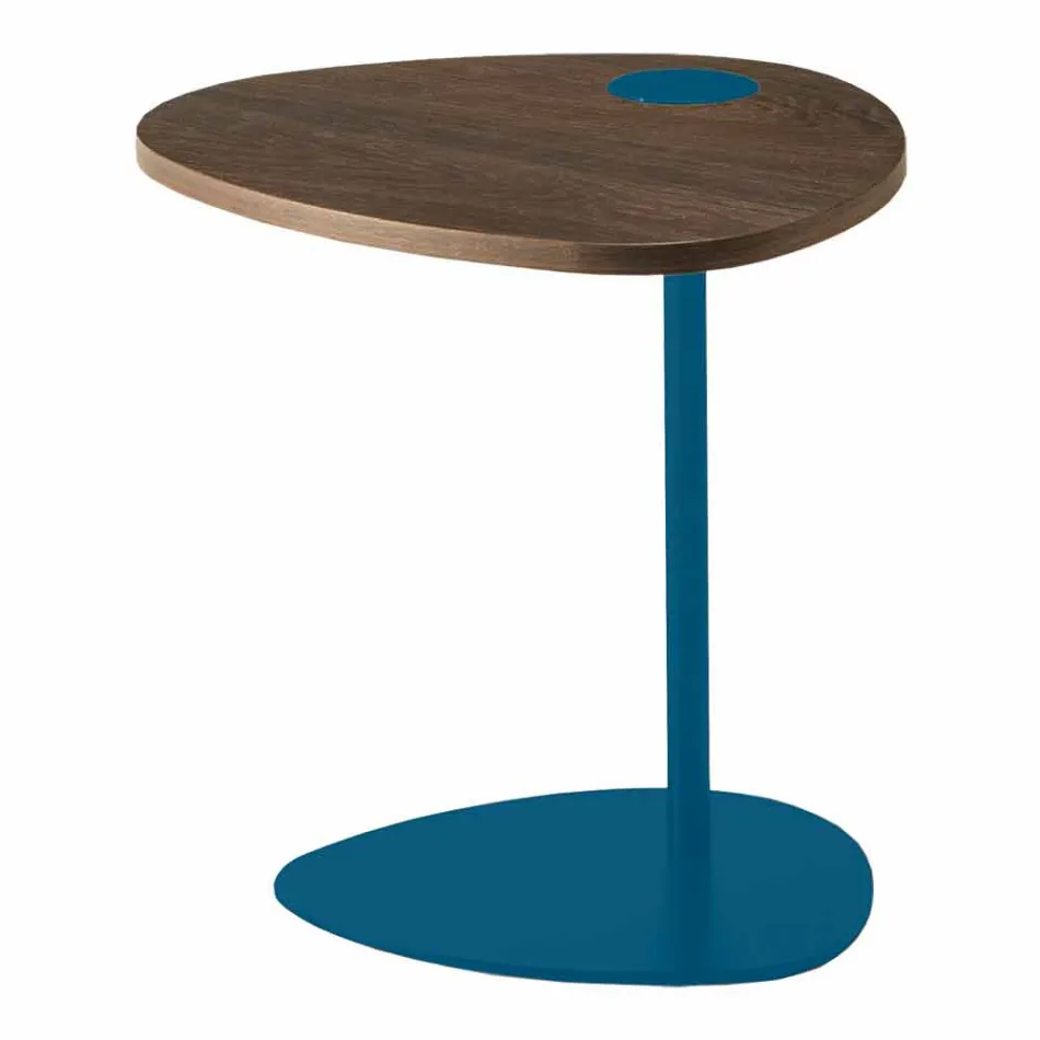 Stolik kawowy do salonu z metalowym i drewnianym blatem, luksusowy design - Yassine Viadurini