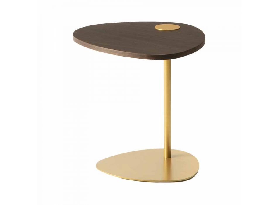 Stolik kawowy do salonu z metalowym i drewnianym blatem, luksusowy design - Yassine Viadurini