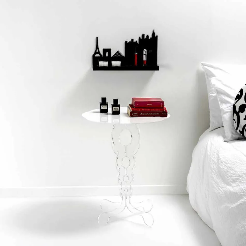 Mały okrągły stół biały o średnicy 50cm nowoczesny design Janis, wyprodukowany we Włoszech Viadurini