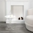 Biały okrągły stolik kawowy o średnicy 50 cm, nowoczesny design Janis, wyprodukowany we Włoszech Viadurini