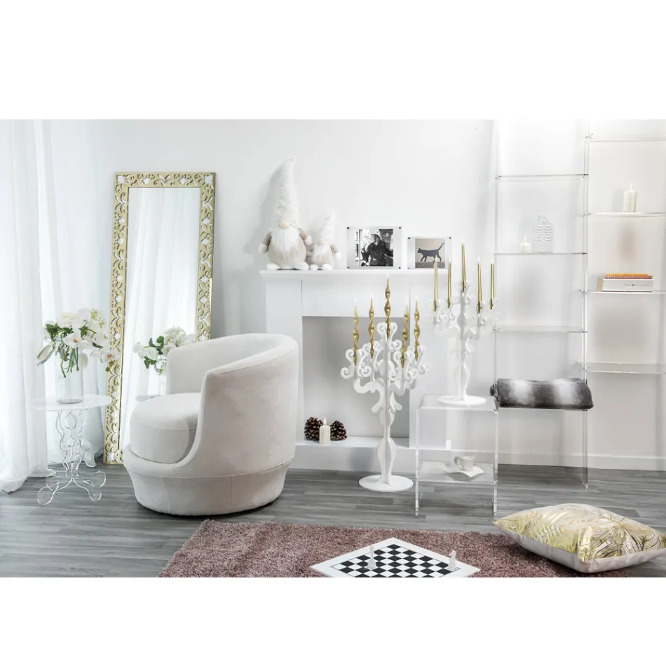 Biały okrągły stolik kawowy o średnicy 50 cm, nowoczesny design Janis, wyprodukowany we Włoszech Viadurini