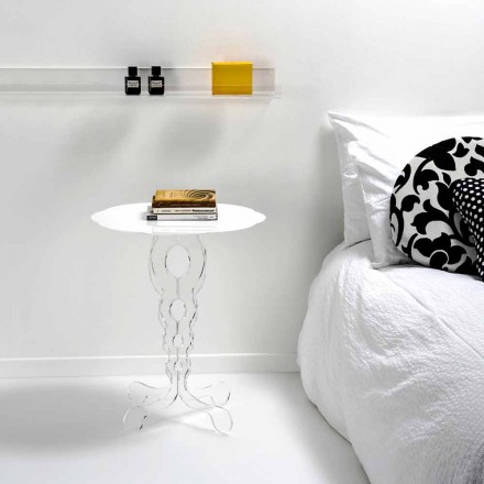 Mały okrągły stół biały o średnicy 50cm nowoczesny design Janis, wyprodukowany we Włoszech Viadurini