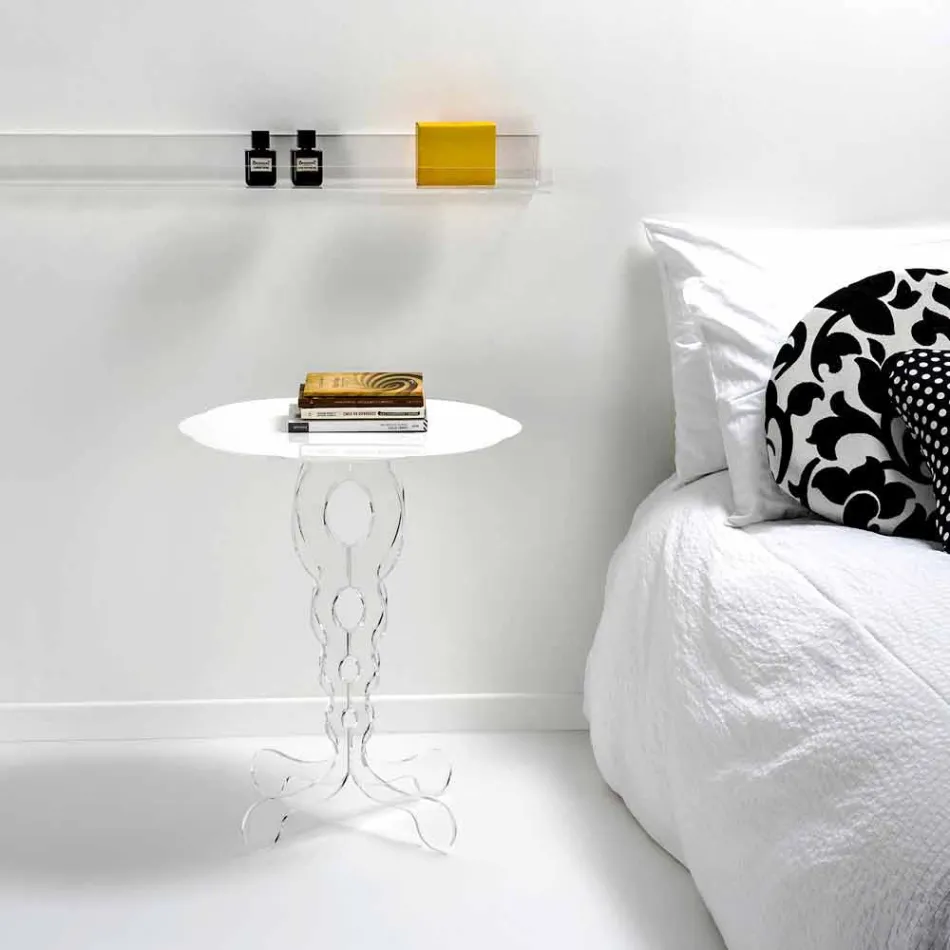 Mały okrągły stół biały o średnicy 50cm nowoczesny design Janis, wyprodukowany we Włoszech Viadurini