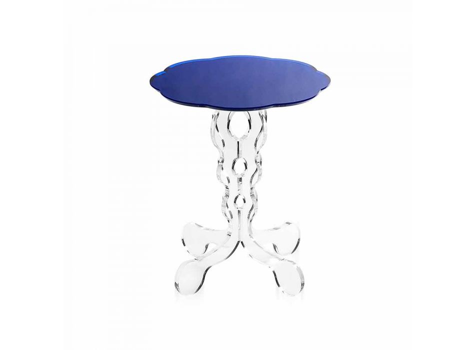 Niebieski okrągły stół o średnicy 36 cm, nowoczesny design Janis, wyprodukowany we Włoszech Viadurini