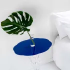 Mały okrągły stół niebieski o średnicy 50 cm nowoczesny design Janis, wykonany we Włoszech Viadurini