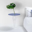 Mały okrągły stół niebieski o średnicy 50 cm nowoczesny design Janis, wykonany we Włoszech Viadurini