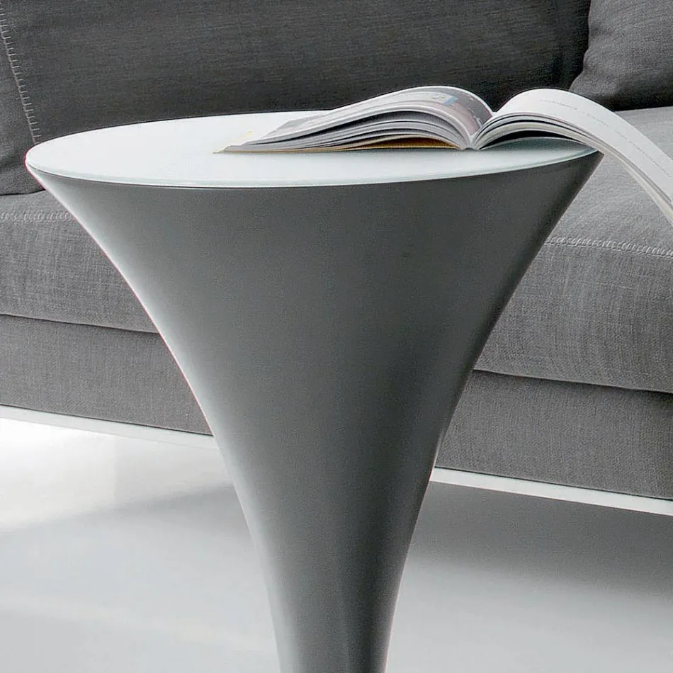 Okrągły stolik kawowy w kształcie łódki z metalu i szkła trawionego - wejście na pokład Viadurini