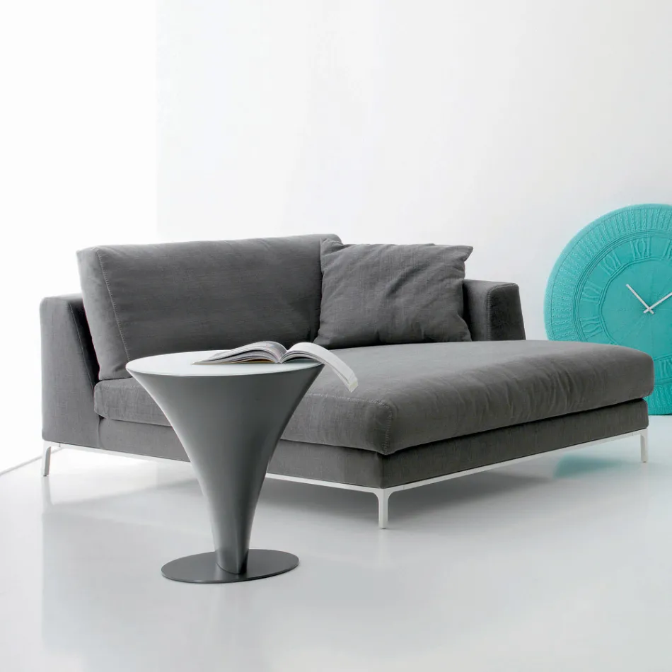 Okrągły stolik kawowy w kształcie łódki z metalu i szkła trawionego - wejście na pokład Viadurini