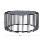 Okrągły stolik kawowy ze stali malowanej i szkła hartowanego - Apuleio Viadurini