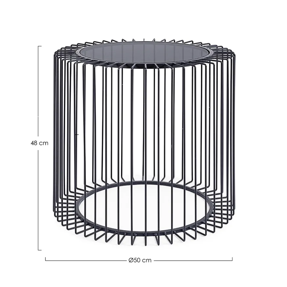 Okrągły stolik kawowy ze stali malowanej i szkła hartowanego - Apuleio Viadurini