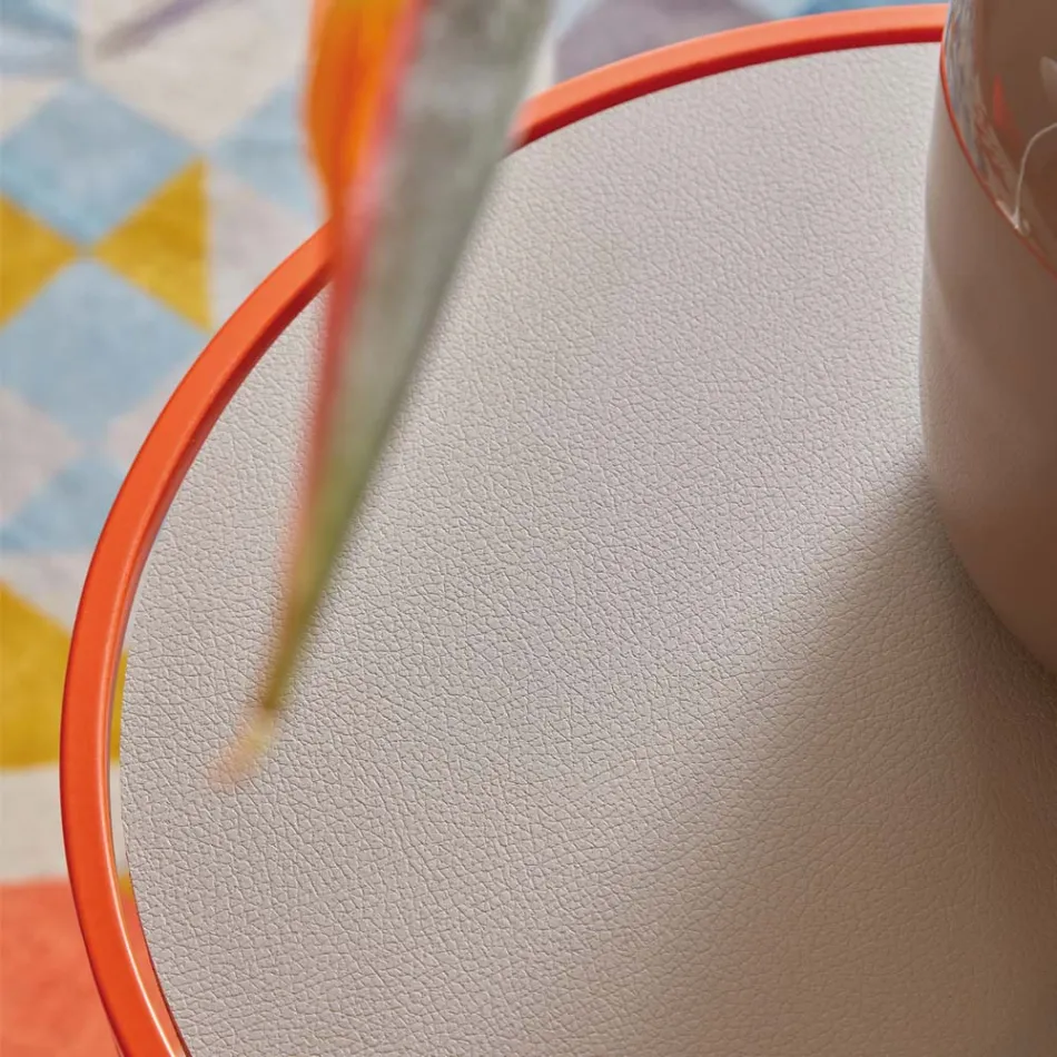 Okrągły stolik kawowy do nowoczesnego salonu z kolorowego metalu Made in Italy - Raphael Viadurini