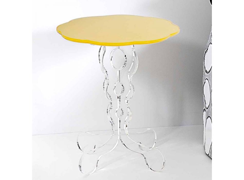Okrągły stół żółty o średnicy 36cm nowoczesny design Janis, wyprodukowany we Włoszech Viadurini
