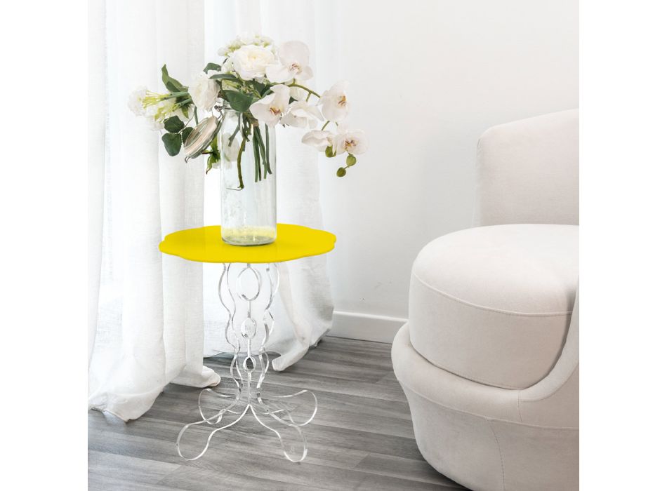 Okrągły żółty stolik kawowy o średnicy 36 cm, nowoczesny design Janis, wyprodukowany we Włoszech Viadurini