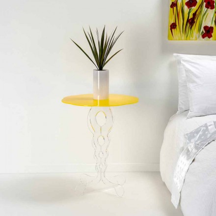 Okrągły stół żółty średnica 50cm nowoczesny design Janis, wyprodukowany we Włoszech Viadurini