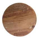 Okrągły stolik kawowy z drewna z recyklingu i stali w kolorze białym lub szarym - Genoveffa Viadurini