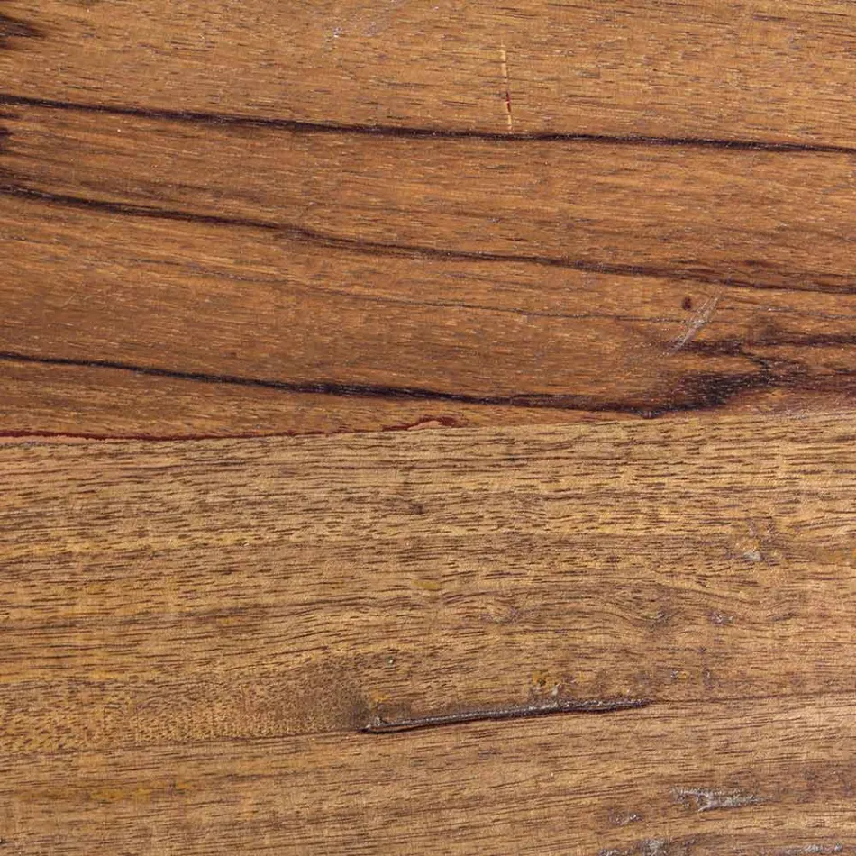 Okrągły stolik kawowy z drewna z recyklingu i stali w kolorze białym lub szarym - Genoveffa Viadurini