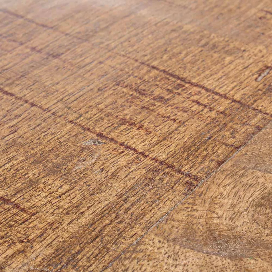 Okrągły stolik kawowy z drewna z recyklingu i stali w kolorze białym lub szarym - Genoveffa Viadurini