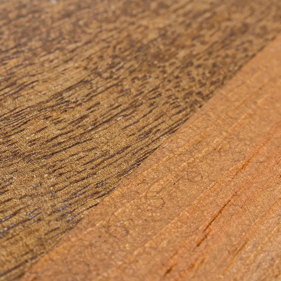 Okrągły stolik kawowy z drewna z recyklingu i stali w kolorze białym lub szarym - Genoveffa Viadurini