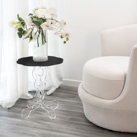 Okrągły czarny stolik kawowy o średnicy 36 cm nowoczesny design Janis, wyprodukowany we Włoszech Viadurini