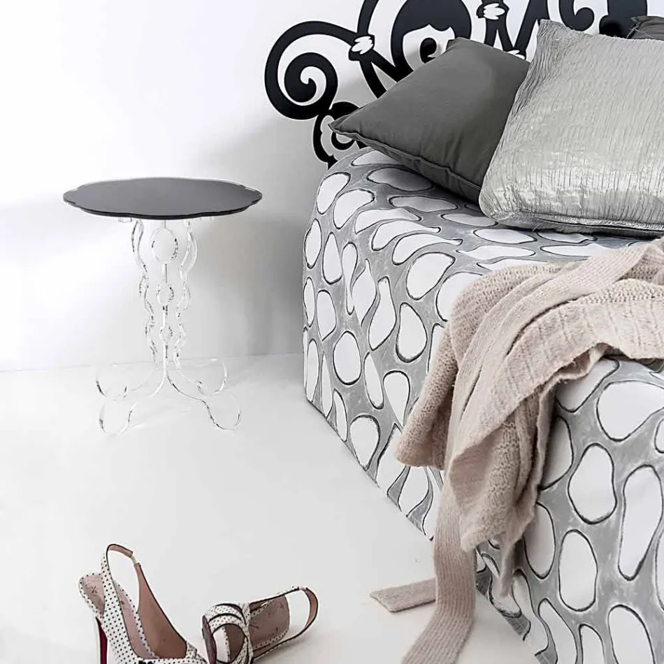 Okrągły czarny stół o średnicy 36 cm, nowoczesny design Janis, wyprodukowany we Włoszech Viadurini