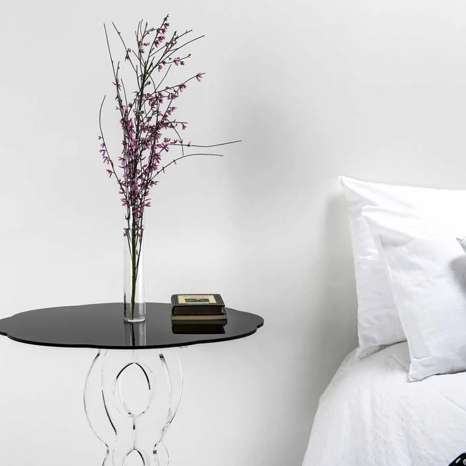 Okrągły stół czarna średnica 50 cm nowoczesny design Janis, wyprodukowany we Włoszech Viadurini