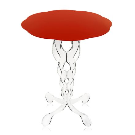 Czerwony okrągły stół o średnicy 36 cm, nowoczesny design Janis, wyprodukowany we Włoszech Viadurini