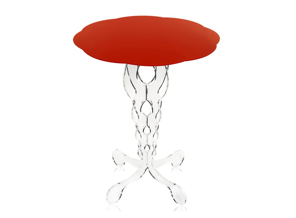 Czerwony okrągły stół o średnicy 50 cm, nowoczesny design Janis, wyprodukowany we Włoszech Viadurini