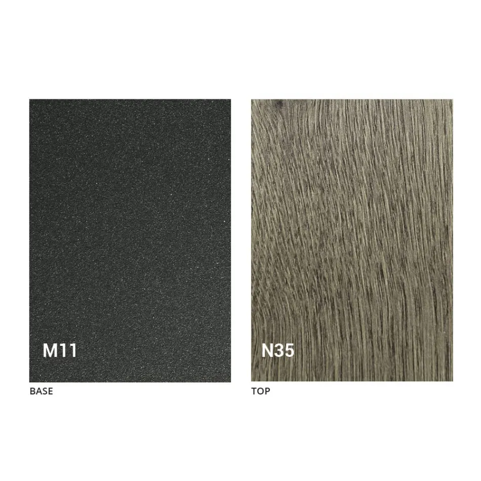 Transformowalny stolik kawowy z drewnianym blatem i metalową podstawą Made in Italy - Peach Viadurini