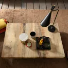 Rozkładany stolik kawowy z drewna i czarnego metalu Made in Italy - Niverio Viadurini