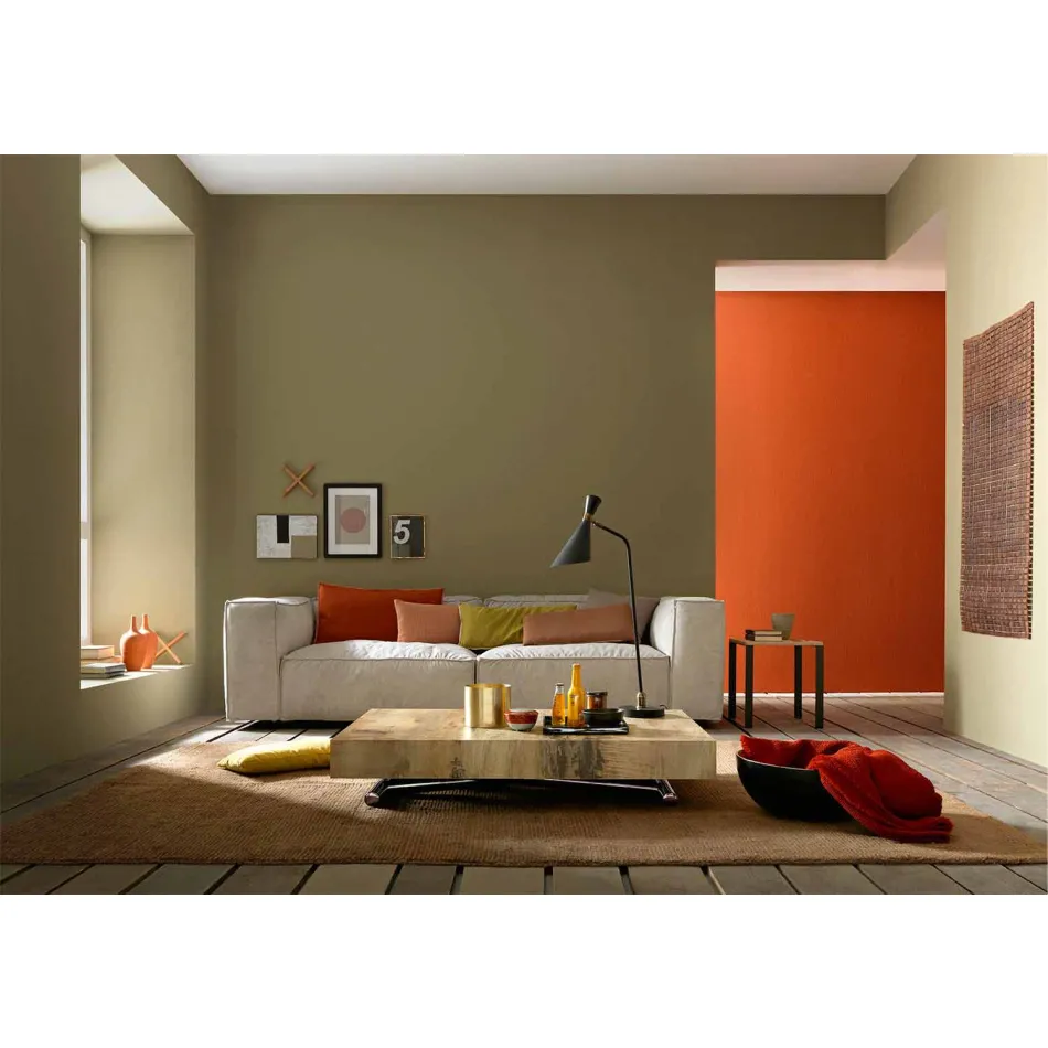 Rozkładany stolik kawowy z drewna i czarnego metalu Made in Italy - Niverio Viadurini