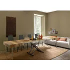 Rozkładany stolik kawowy z drewna i czarnego metalu Made in Italy - Niverio Viadurini