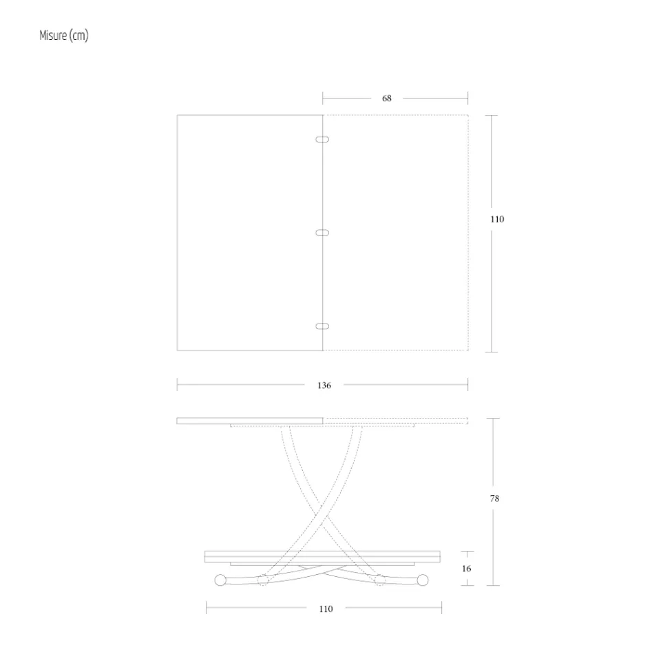 Transformowalny stolik kawowy z metalu i ceramiki Made in Italy - Saturn Viadurini