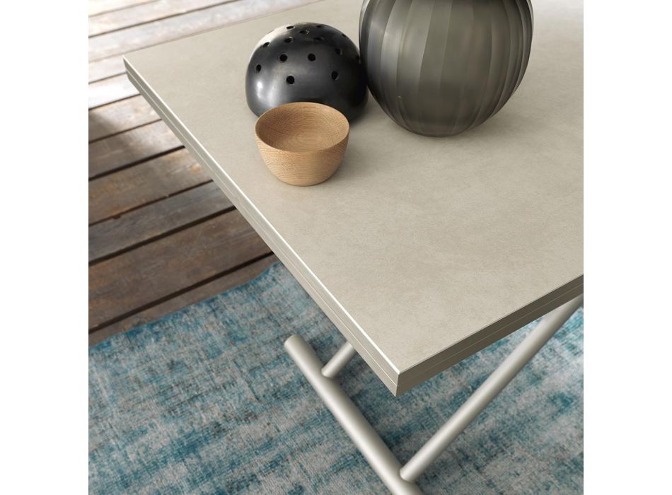 Transformowalny stolik kawowy z metalu i ceramiki Made in Italy - Saturn Viadurini