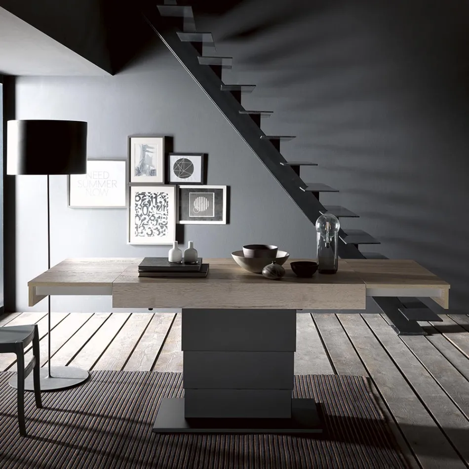 Transformowalny stolik kawowy w drewnianym stole do jadalni Made in Italy - Polar Viadurini