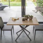 Stolik Kawowy Zamienny w Drewniany Blat i Metalową Podstawę - Brzoskwiniowy Viadurini