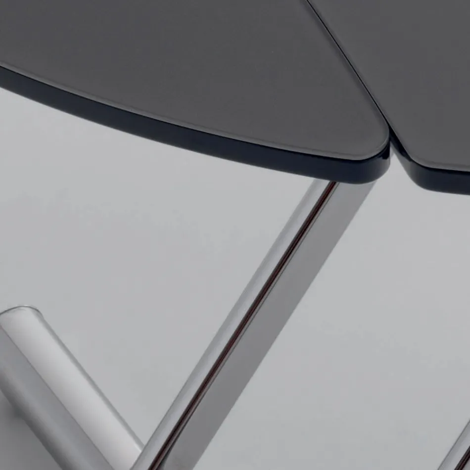 Transformowalny stolik kawowy w okrągłym metalowym i szklanym stole do jadalni - Giordana Viadurini