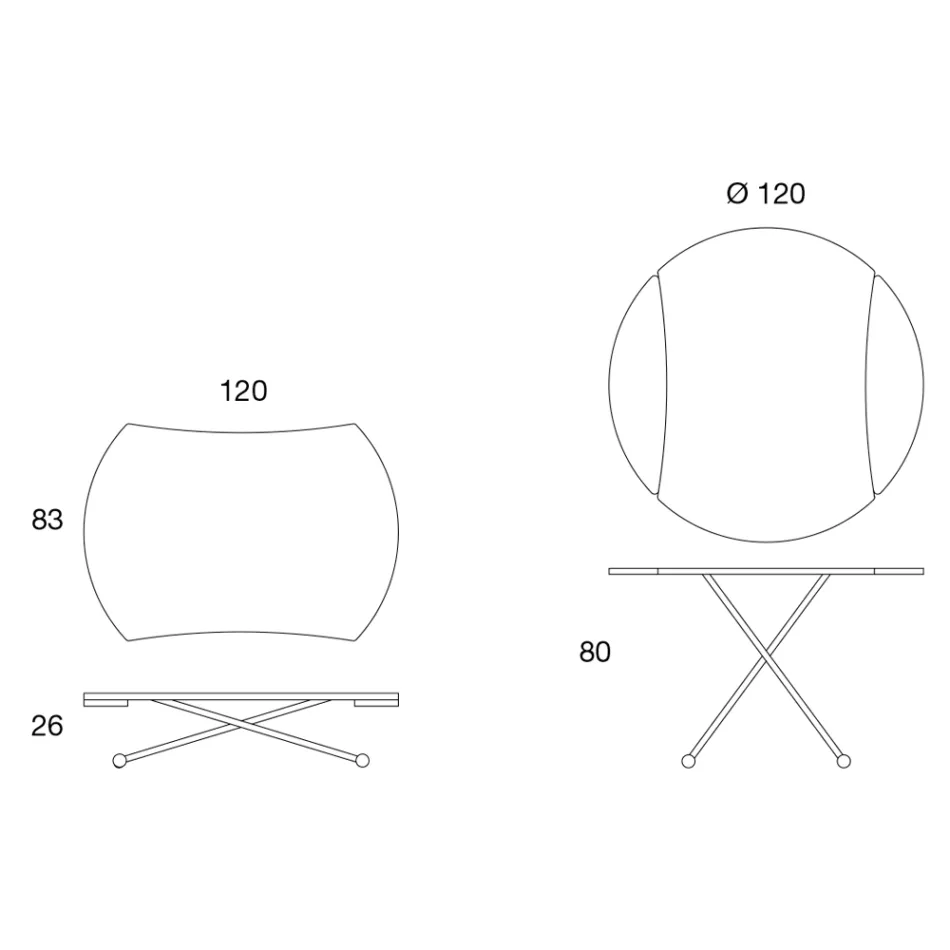 Transformowalny stolik kawowy w okrągłym metalowym i szklanym stole do jadalni - Giordana Viadurini